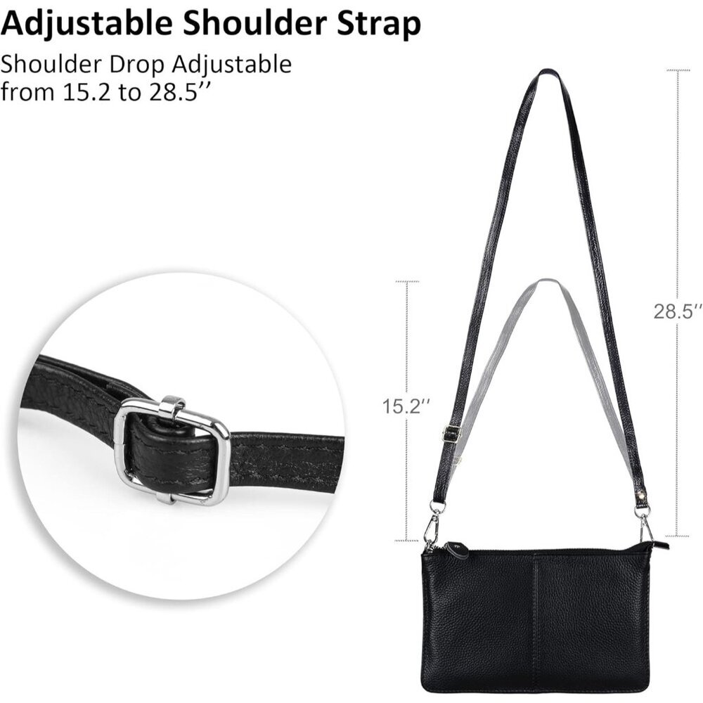 Genuine Leather Wristlet Clutch Wallet Purses Small Crossbody Bags for Women wit - Picture 5 of 8